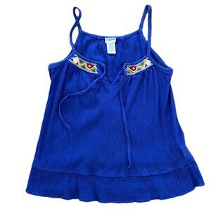 Vintage 90s/Y2K Route 66 Boho Embroidered Tank Top | Women’s S